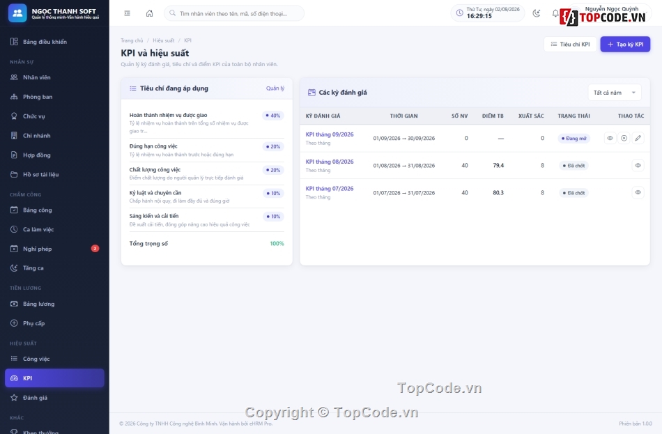 HRM,Topcode Quản Lý Nhân Sự,quản lý nhân sư,phần mềm quản lý nhân sự chấm công tính lương